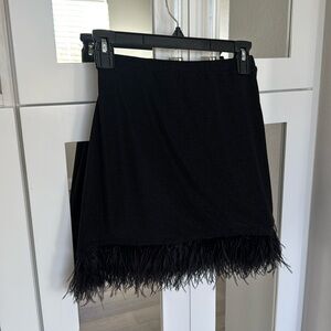 Black Mini Skirt with Feathers